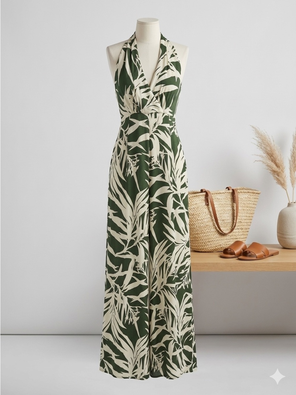 Play Time Tropical Satin Jumpsuit